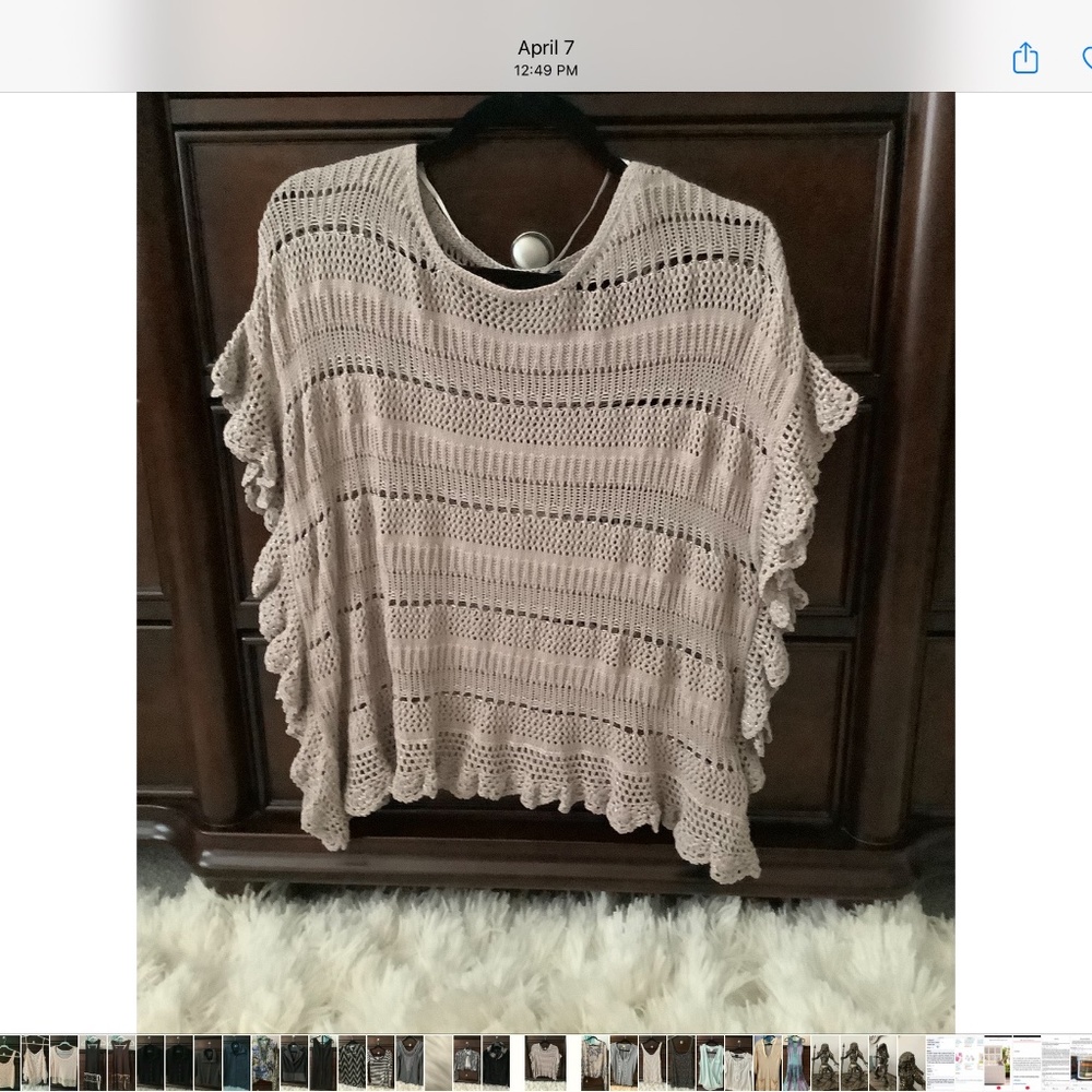 INC Taupe Crochet Top